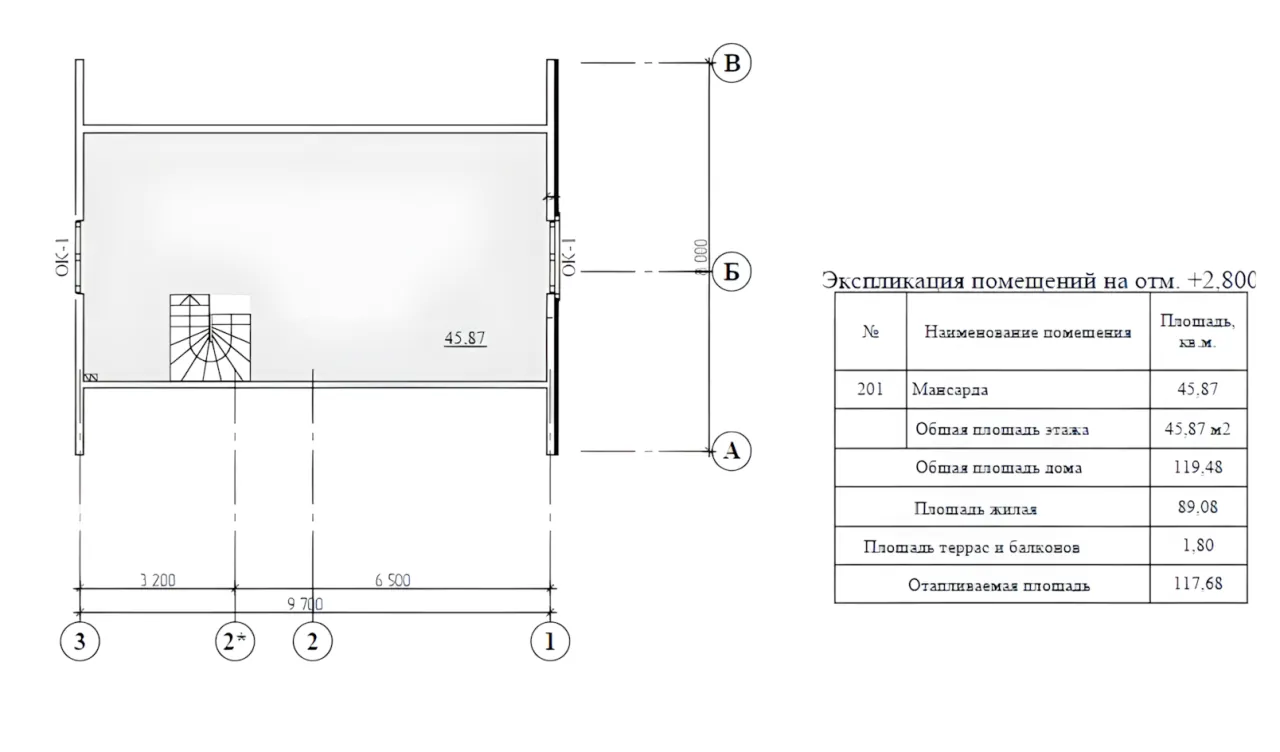 Дом 119 м²: Чертёж